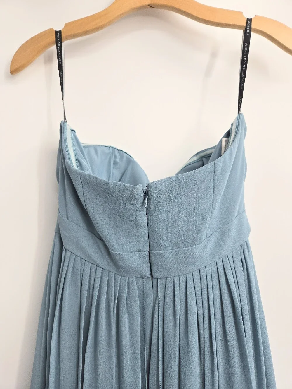 Jenny Yoo Dress‎ Strapless Convertible Dusty Blue Chiffon Maxi